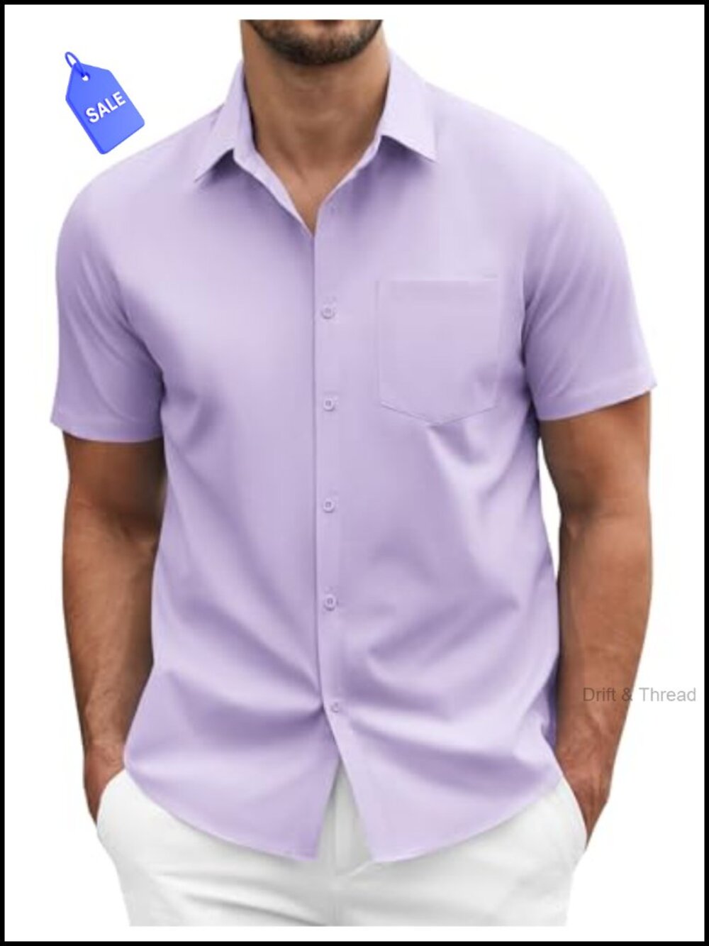 Men's Short Sleeve Casual Button Down Shirt with Pocket